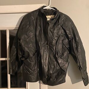 1980’s Rare Design Wilson Black Leather Bomber Jacket